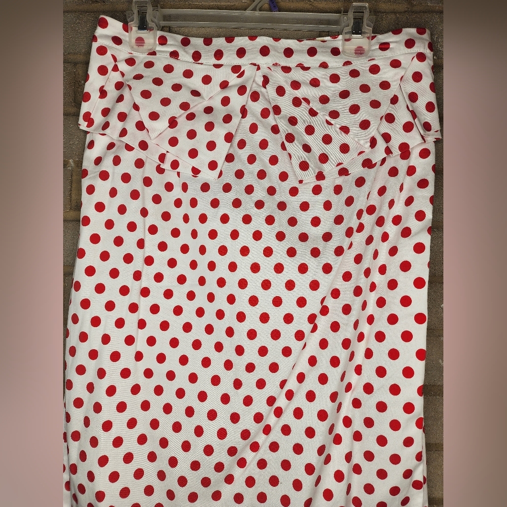 Grace Karin Polka Dot/Peplum Red And White Skirt